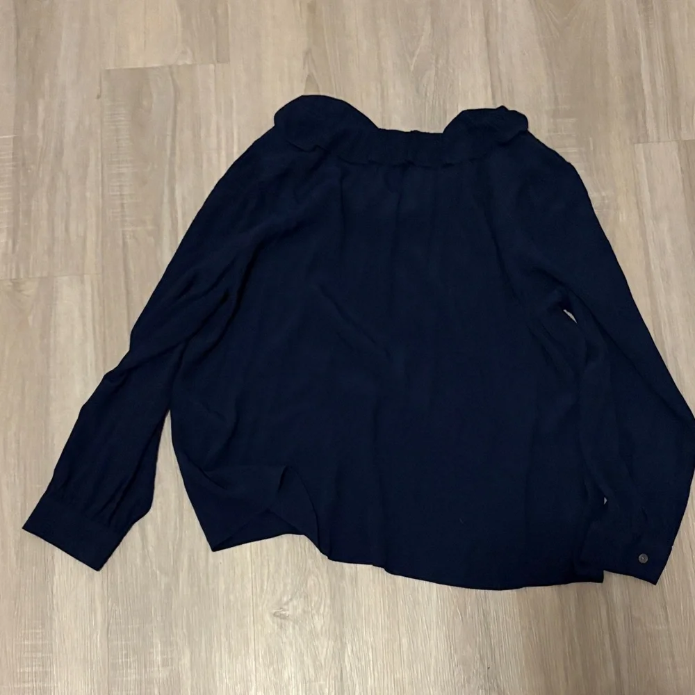 LOFT Midnight Blue Ruffle Blouse - Picture 4 of 4